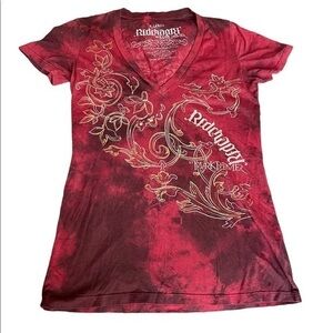 Red Chapter Red Graphic V-Neck Sz X-LARGE EUC #6219